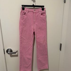Pink flare ribbed rolla jeans